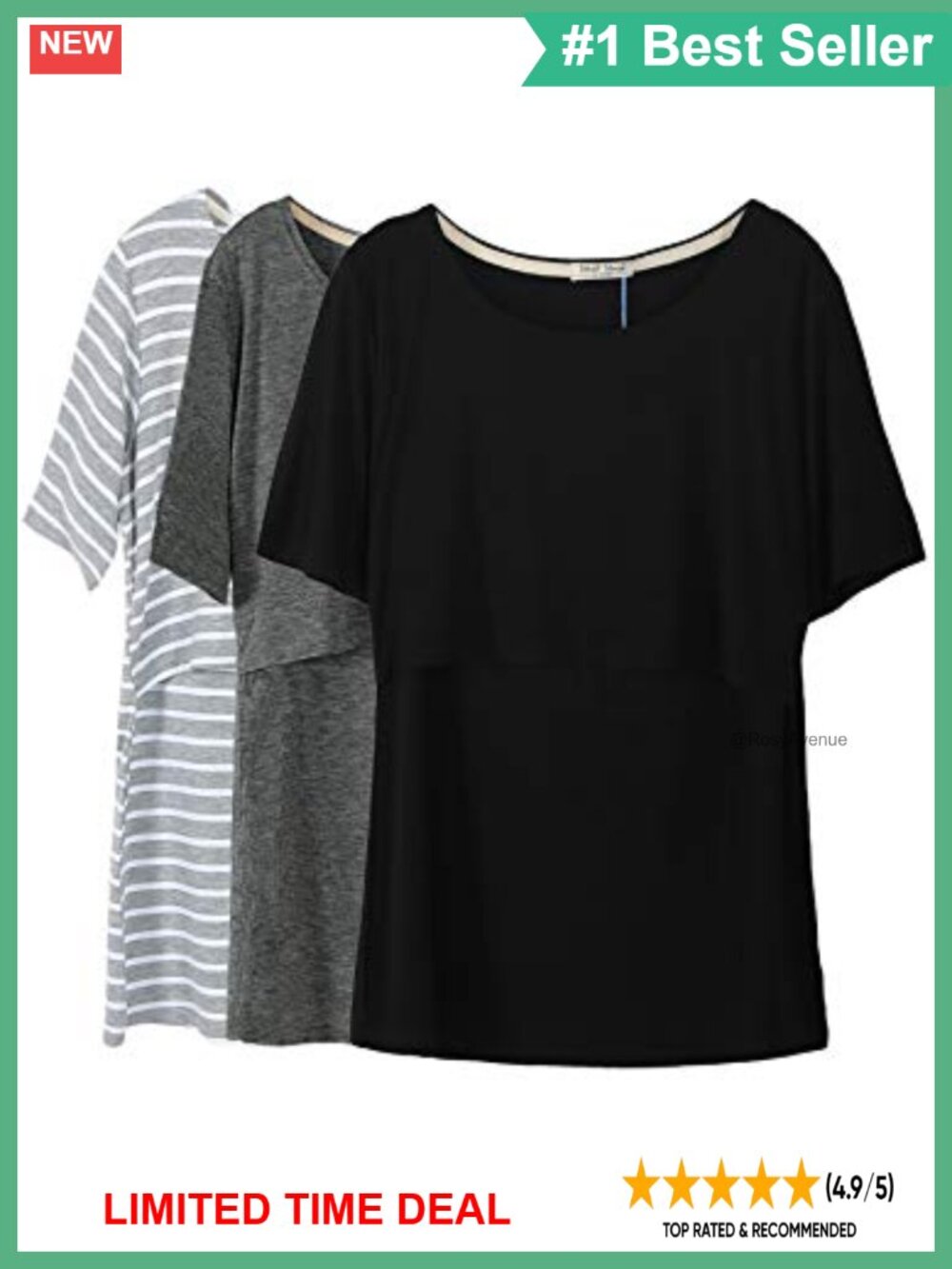 Modal Blend Maternity Nursing Top Short Sleeve Breastfeeding